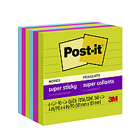 Post-it Note Pads in Summer Joy Color Collection Colors, 4" x 4", Note Ruled, 90 Sheets/Pad, 6 Pads/Pack (6756SSJOY)