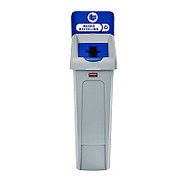 Rubbermaid Commercial Slim Jim Recycling Station Kit, 1-Stream Mixed Recycling, 23 gal, Plastic, Gray/Blue (2185055)