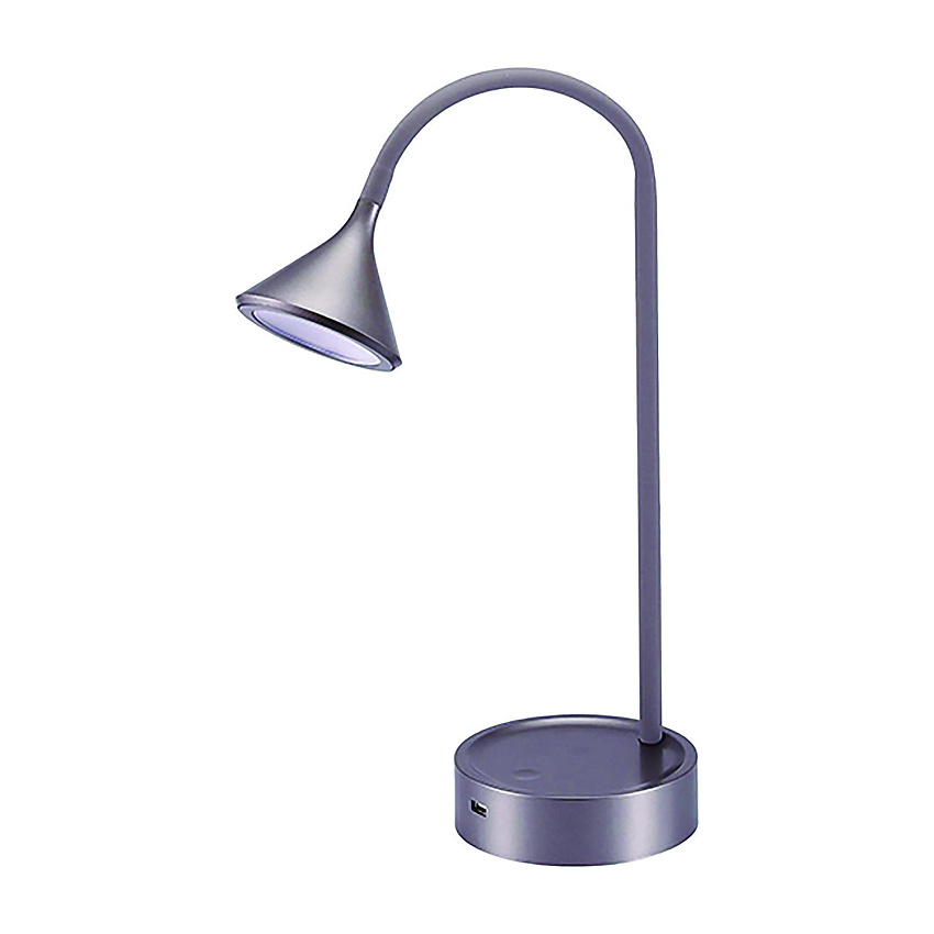 Black & Decker Flexible Gooseneck LED Desk Lamp, with USB Port, Gray (VLED1812GRBD)