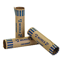 CONTROLTEK Crimped End Coin Wrappers, Nickels, $2, 1,000 Wrappers/Pack (560052)