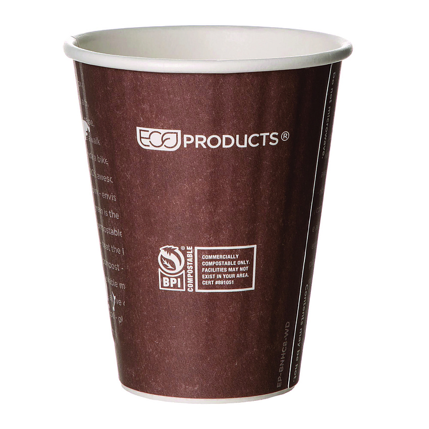 Eco-Products World Art Renewable and Compostable Insulated Hot Cups, PLA, 8 oz, 40/Pack, 20 Packs/Carton (EPBNHC8WD)
