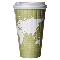 Eco-Products World Art Renewable and Compostable Insulated Hot Cups, PLA, 16 oz, 40/Packs, 15 Packs/Carton (EPBNHC16WD)