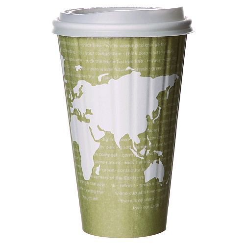 Eco-Products World Art Renewable and Compostable Insulated Hot Cups, PLA, 16 oz, 40/Packs, 15 Packs/Carton (EPBNHC16WD)