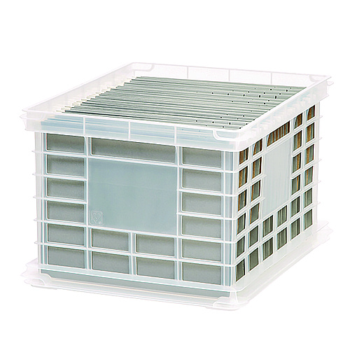 Iris File Storage Durable Plastic Crate, 13.88 x 17.13 x 10.5, Clear (270011200308)