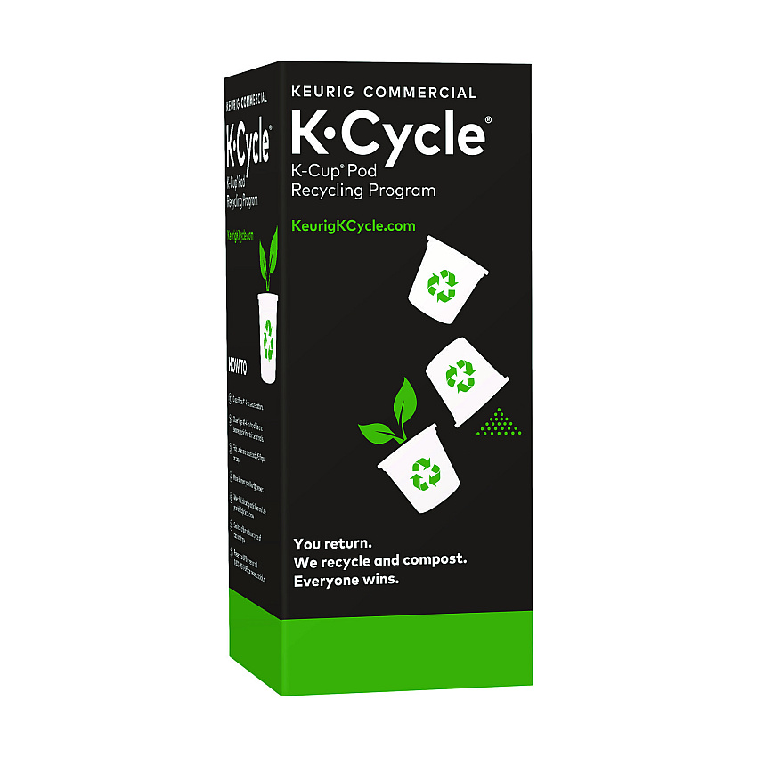 Keurig K-Cycle Cardboard Indoor Recycling Bin, Large, Cardboard, Black/Green/White, 5/Pack (5000350631)