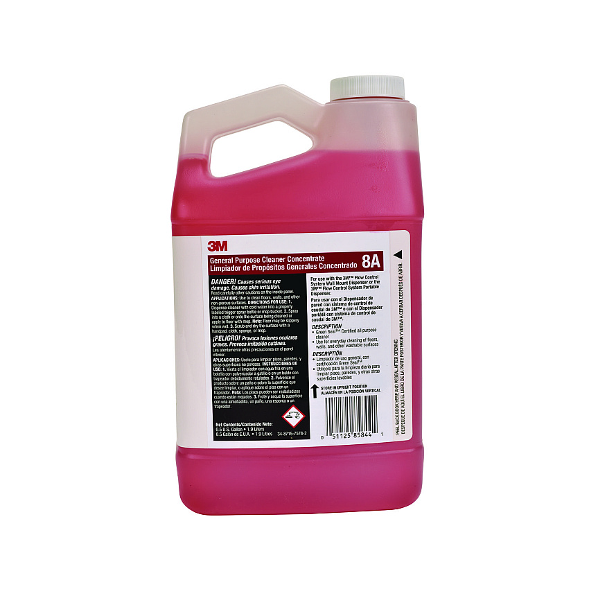 3M General Purpose Cleaner Concentrate, Clean Scent, 0.5 gal Bottle, 4/Carton (8A)