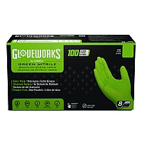 GloveWorks by AMMEX Heavy-Duty Industrial Nitrile Gloves, Powder-Free, 8 mil, Medium, Green, 100 Gloves/Box, 10 Boxes/Carton (GWGN44100CT)