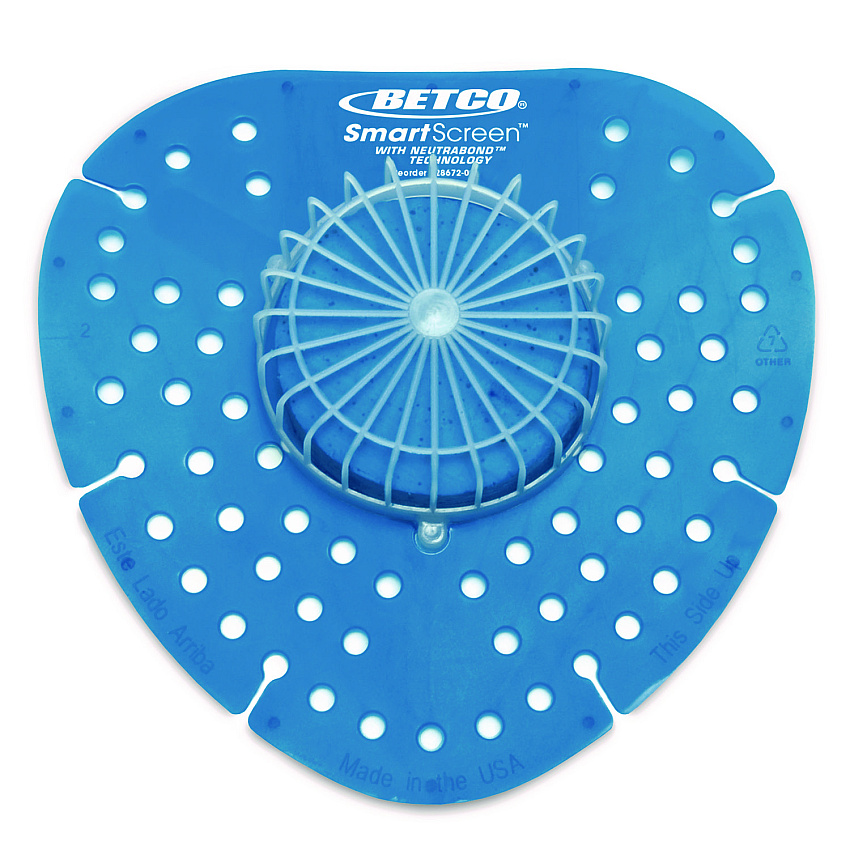 Betco SmartSCREEN Urinal Screen, Ocean Blue Scent, Blue, 1 lb, 72/Carton (2867200)