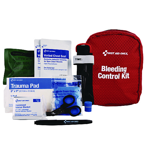 First Aid Only Right Response Bleeding Control Kit for Limb and Chest Wounds, 16 Pieces, Fabric Pouch (91513)