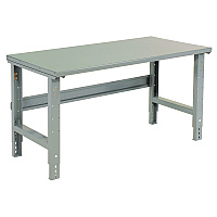 Global Industrial Standard Duty Steel Top Adjustable Height Workbench, 2,000 lbs, 60 x 30 x 30.88 to 36.88, Gray (183152)