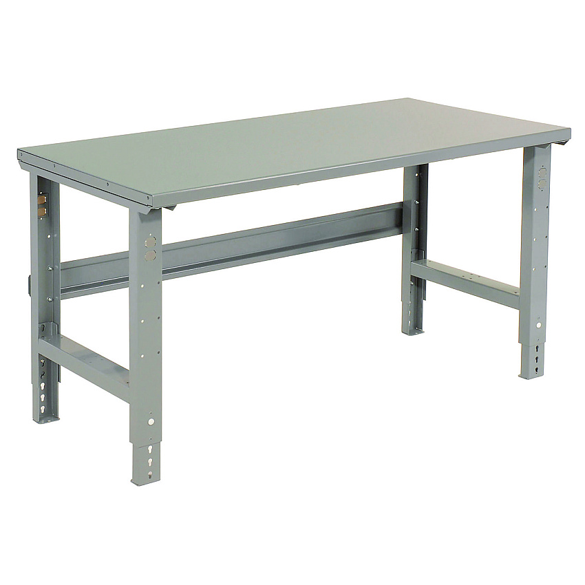 Global Industrial Standard Duty Steel Top Adjustable Height Workbench, 2,000 lbs, 72 x 30 x 30.88 to 36.88, Gray (183154)