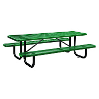 Global Industrial Expanded Steel Picnic Table, Rectangular, 96 x 62 x 29.5, Green Top, Green Base/Legs (277153GN)