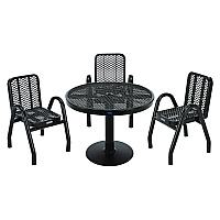 Global Industrial Outdoor Dining Set, Round, 36" dia x 29"h, Black Top, Black Base/Legs (348122BK)
