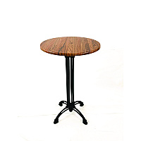 JMC Furniture Topalit Tables, Round, 24" dia x 44"h, Teak Top, Black Iron Base/Legs (106P24R8)
