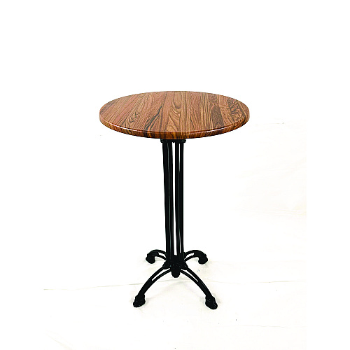 JMC Furniture Topalit Tables, Round, 24" dia x 44"h, Teak Top, Black Iron Base/Legs (106P24R8)