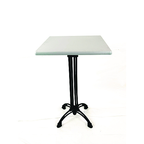 JMC Furniture Topalit Tables, Square, 32 x 32 x 44, Brushed Silver Top, Black Iron Base/Legs (106P32322)