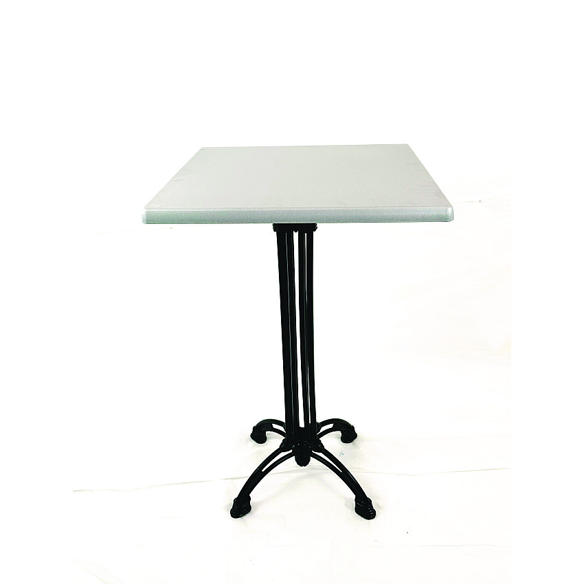 JMC Furniture Topalit Tables, Square, 32 x 32 x 44, Brushed Silver Top, Black Iron Base/Legs (106P32322)