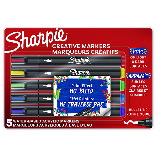 Sharpie Creative Markers, Medium Bullet Tip, Assorted Colors, 5/Pack (2196902)