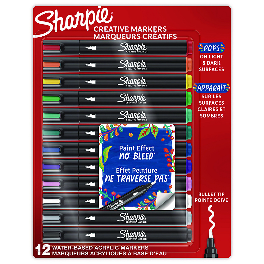 Sharpie Creative Markers, Medium Bullet Tip, Assorted Colors, 12/Pack (2196905)