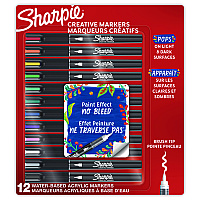 Sharpie Creative Markers, Fine Brush Tip, Assorted Colors, 12/Pack (2196907)