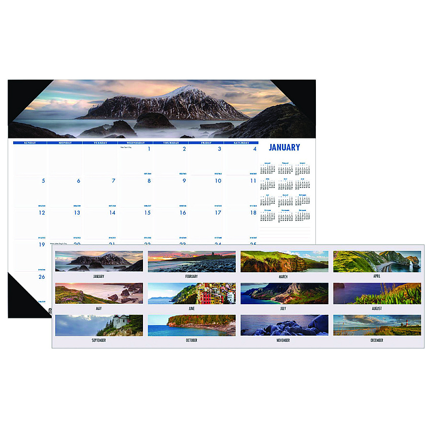 House of Doolittle Earthscapes Recycled Monthly Desk Pad Calendar, Coastlines Photos, 22 x 17, Black Binding/Corners,12-Month (Jan-Dec): 2026 (178)