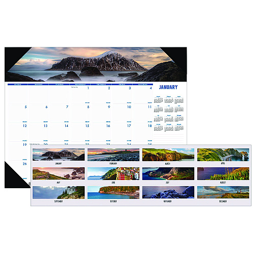 House of Doolittle Earthscapes Recycled Monthly Desk Pad Calendar, Coastlines Photos, 18.5 x 13, Black Binding/Corners,12-Month (Jan-Dec): 2026 (1786)