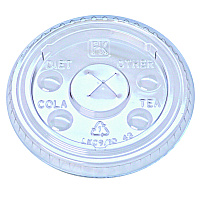 Fabri-Kal Kal-Clear/Nexclear Drink Cup Lids, Flat Lid w/X-Style Straw Slot and Flavor Buttons, Fits 9-10 oz Cold Cups, Clear, 2,500/CT (LKC910)