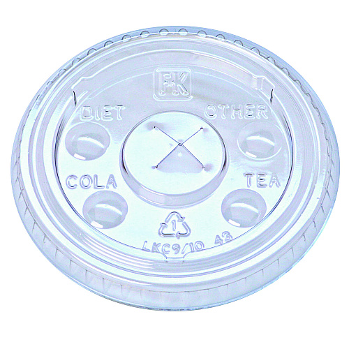 Fabri-Kal Kal-Clear/Nexclear Drink Cup Lids, Flat Lid w/X-Style Straw Slot and Flavor Buttons, Fits 9-10 oz Cold Cups, Clear, 2,500/CT (LKC910)