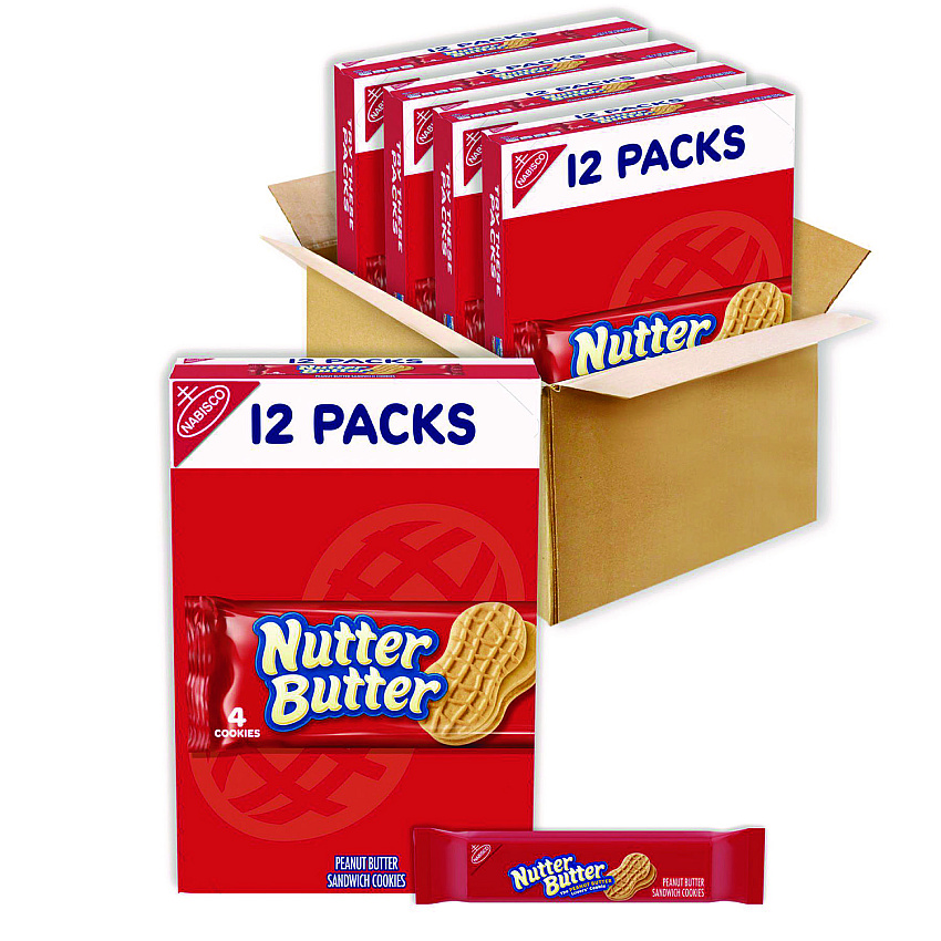 Nabisco Nutter Butter Cookies, 1.9 oz Pack, 48 Packs/Carton (03745)