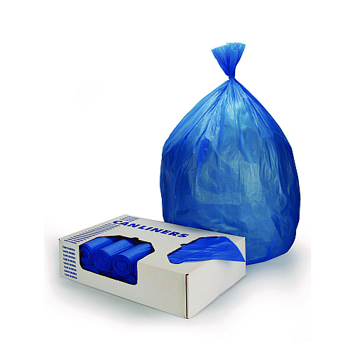 Heritage High-Density Waste Can Liners, 23 gal, 14 mic, 30" x 43", Blue, 25 Bags/Roll, 10 Rolls/Carton (Z6043HXR01)
