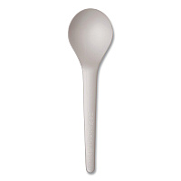 Plantware Compostable Soup Spoon, White, 50/pack, 20 Packs/carton