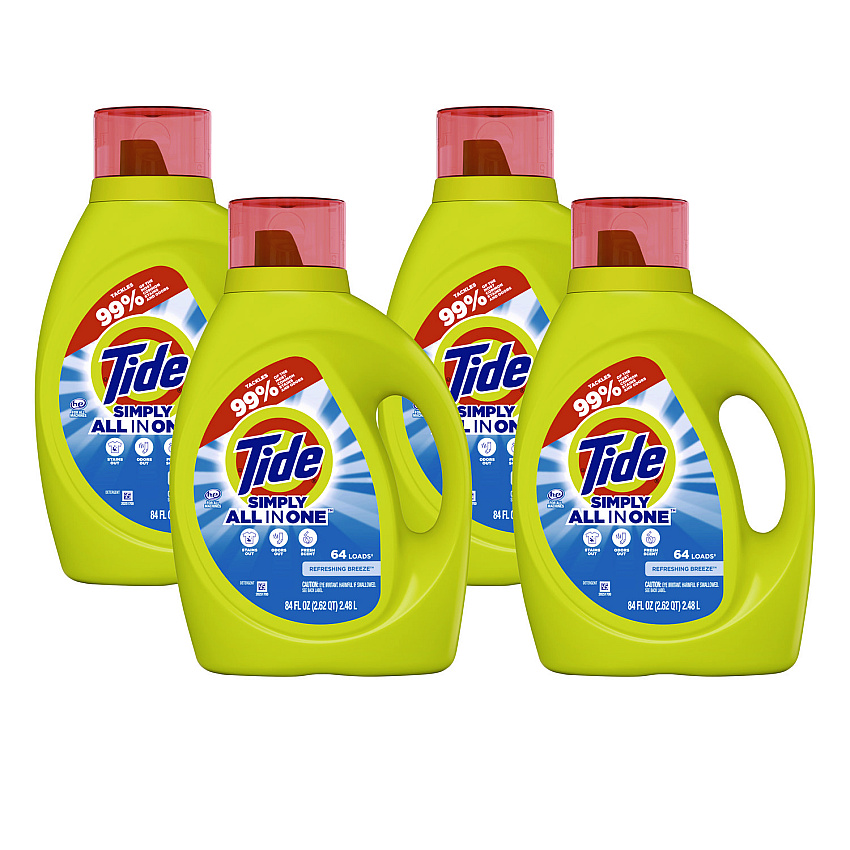 Tide&reg; Simply Clean & Fresh Liquid Laundry Detergent, 84 oz, 4 Bottles (13143)