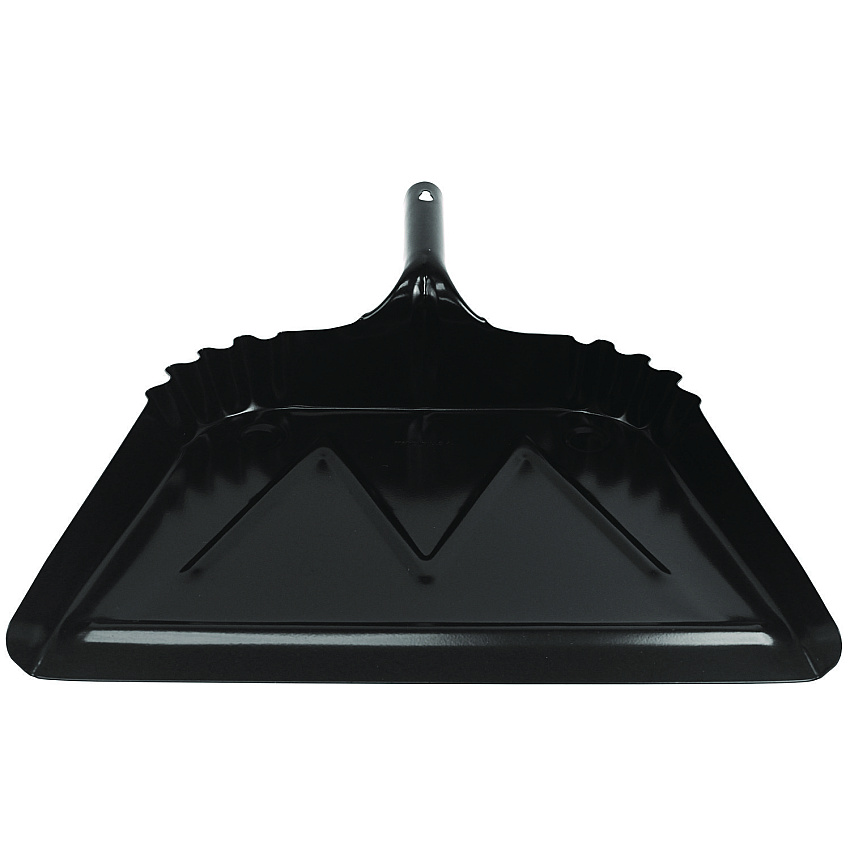 Impact Heavy-Duty Commercial Dust Pan, 16 x 15.5, 5.38" Handle, 20-Gauge Steel, Black (4216)