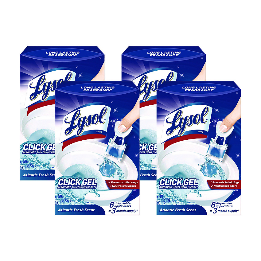 Lysol&reg; Click Gel Automatic Toilet Bowl Cleaner, Ocean Fresh, 6/Box, 4 Boxes/Carton (89059CT)