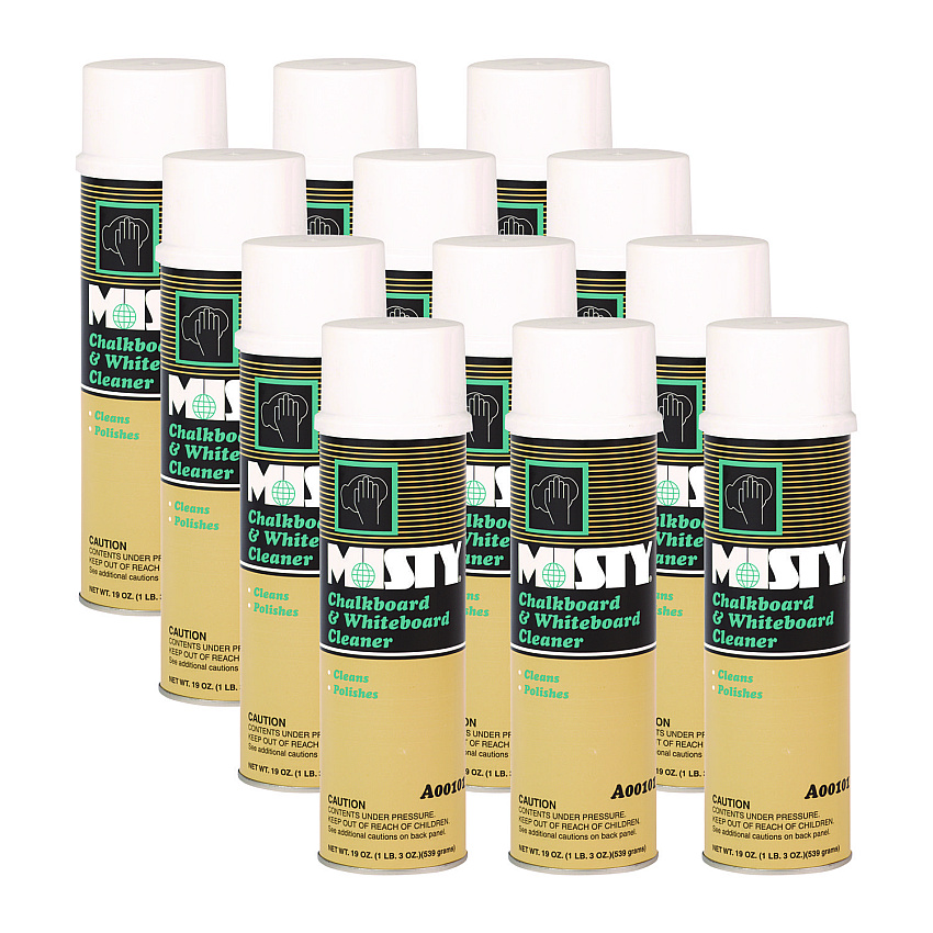 Misty Chalkboard and Whiteboard Cleaner, 19 oz Aerosol Spray, 12/Carton (1001403)