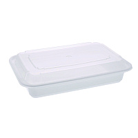 Pactiv Newspring VERSAtainer Microwavable Containers, 8.8 x 6 x 2, White/Clear, Base/Lid Combo, 150/Carton (NC868)