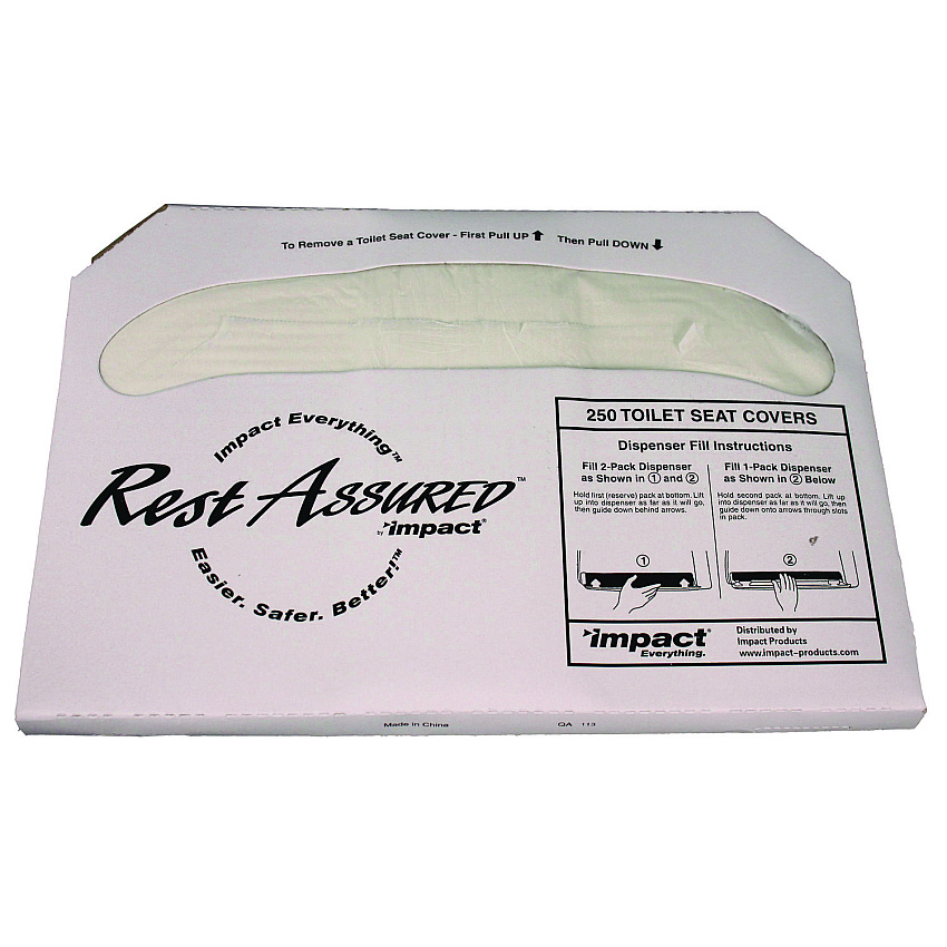 Impact Rest Assured Seat Covers, 14.25 x 16.85, White, 250/Pack, 20 Packs/Carton (25177673)