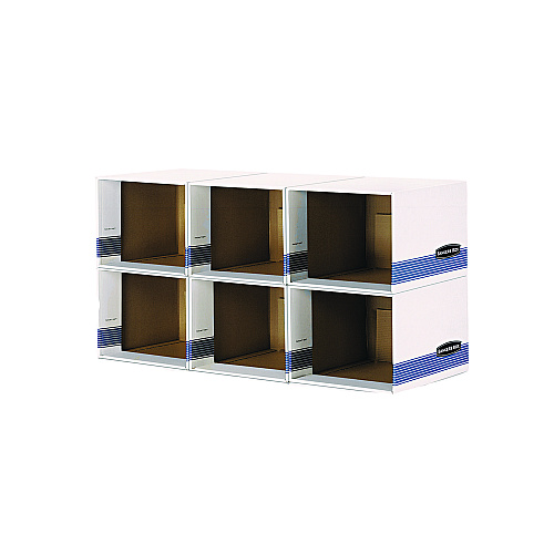Bankers Box File/Cube Box Shell, Legal/Letter, 23.75 x 19.75, White/Blue, 6/Carton (0162601)