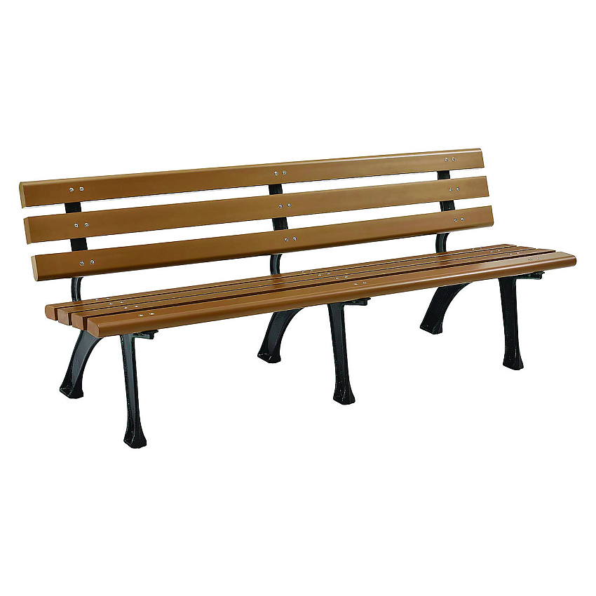 Global Industrial Recycled Plastic Benches with Back, 72 x 23 x 28, Tan (240126TN)