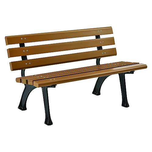 Global Industrial Recycled Plastic Benches with Back, 48 x 23 x 28, Tan (240125TN)