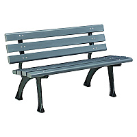 Global Industrial Recycled Plastic Benches with Back, 48 x 23 x 28, Gray (240125GY)