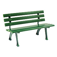 Global Industrial Recycled Plastic Benches with Back, 48 x 23 x 28, Green (240125GN)