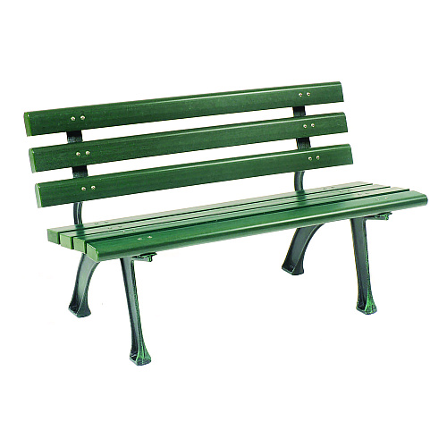 Global Industrial Recycled Plastic Benches with Back, 48 x 23 x 28, Green (240125GN)