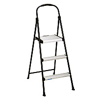 3-step Stepstool, 250 Lb Capacity, 28.75" Working Height, 28.35" Spread, Black/silver