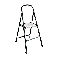 2-step Stepstool, 250 Lb Capacity, 19" Working Height, 22.5" Spread, Black/silver