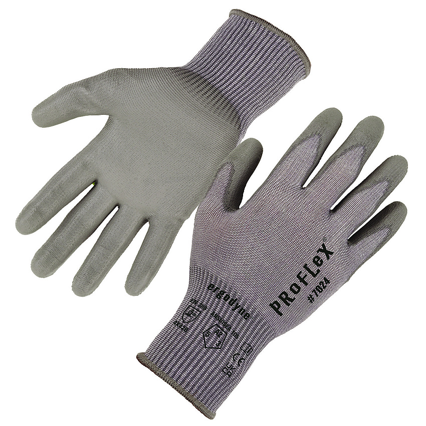 ergodyne ProFlex 7024 ANSI A2 PU Coated CR Gloves, Gray, X-Small, Pair (10401)