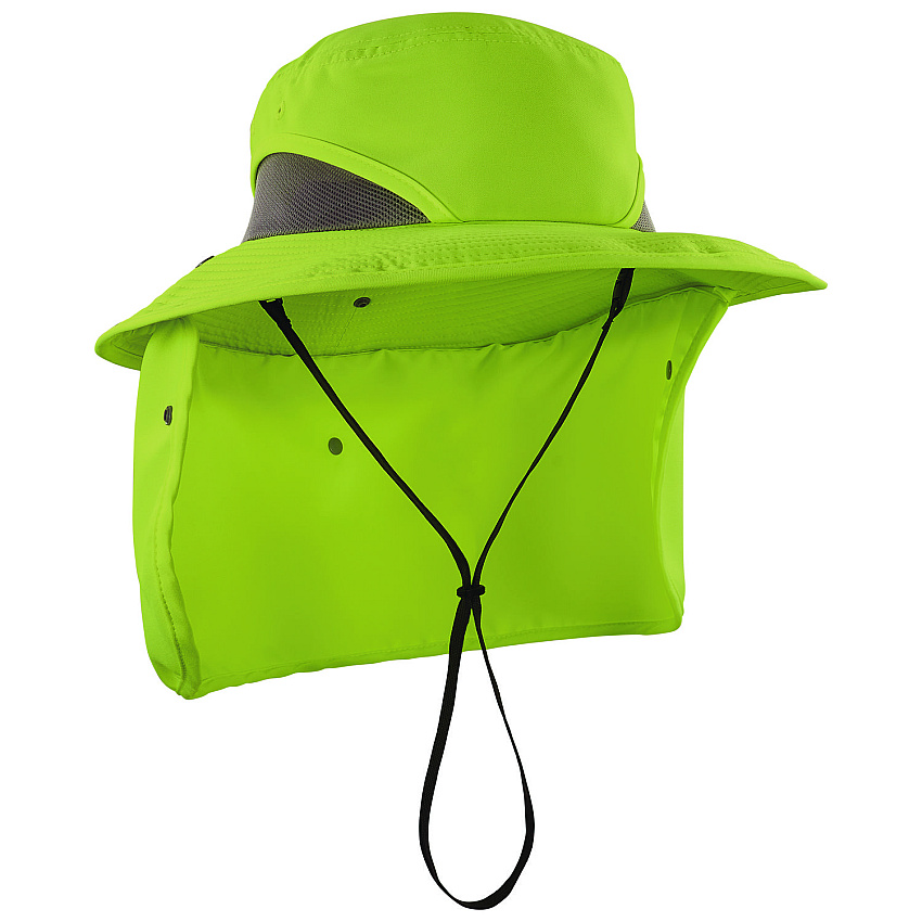 ergodyne Chill-Its 8934 Ranger Hat with Neck Shade, Microfiber/Polyester, Small/Medium, Lime (12710)