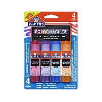 Elmer's Glitter Glue Sticks, 0.21 oz, Applies Assorted Colors, Dries Clear Glitter, 4/Pack (2197114)