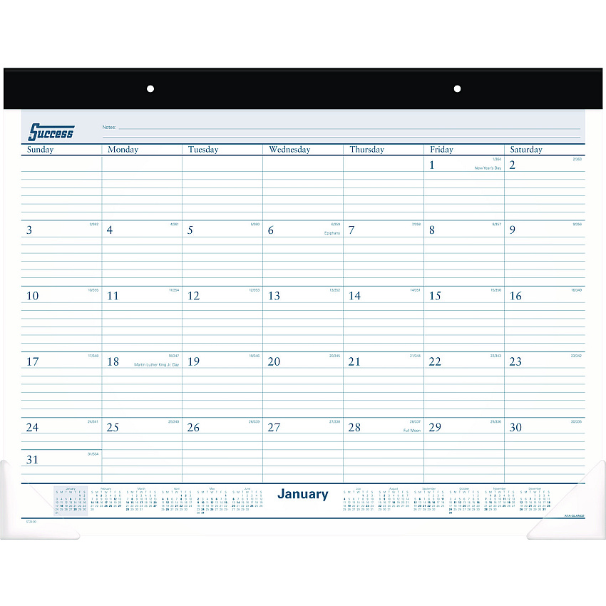 AT-A-GLANCE Desk Pad, 21.75 x 17, White Sheets, Black Binding, Clear Corners, 12-Month (Jan to Dec): 2026 (ST2400)
