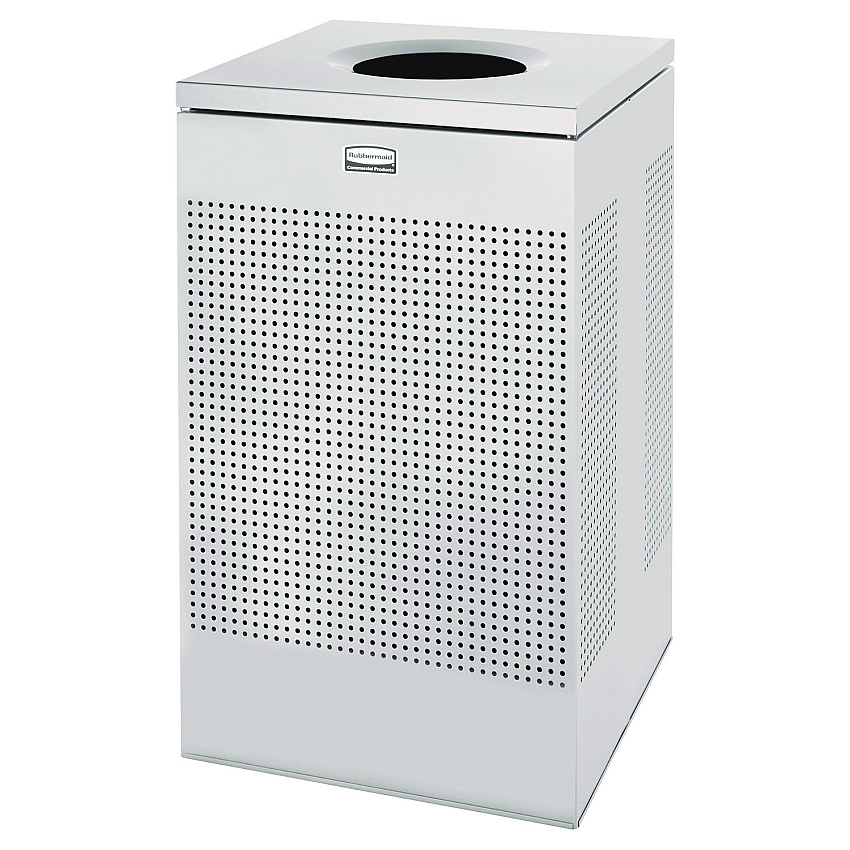 Rubbermaid Commercial Designer Line Silhouettes Waste Receptacle, 20 gal, Steel, Silver Metallic (SC18EPLSM)